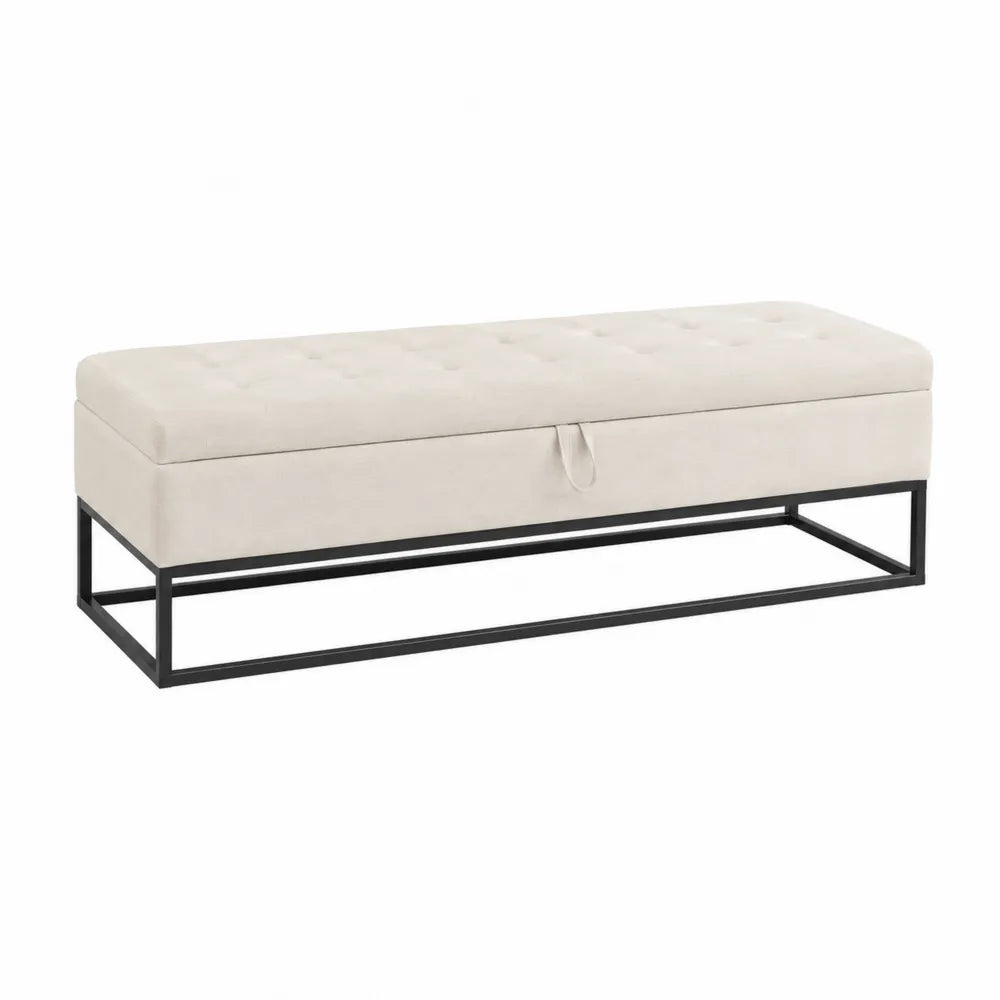 Sitzbank mit Stauraum Creme Polyester