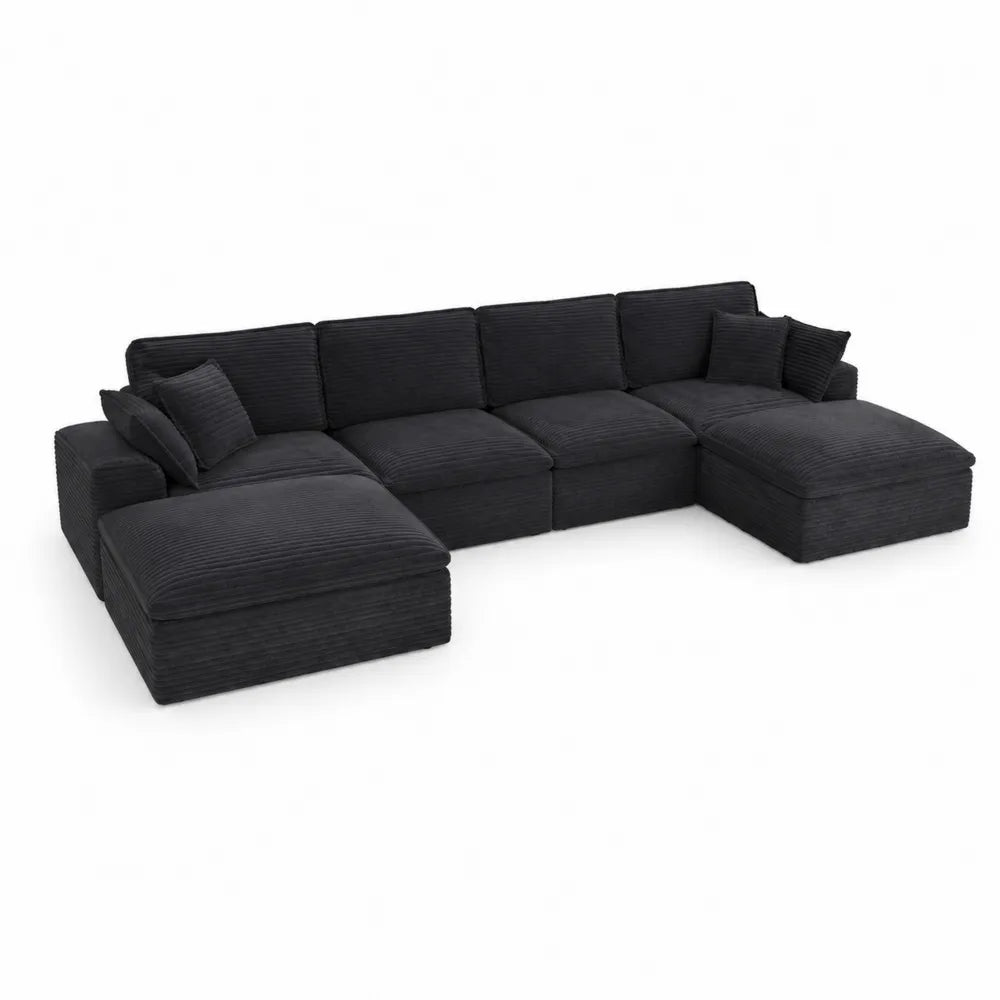 Modulares Ecksofa Cord Schwarz 350cm x