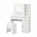 Schminktisch-Set aus Holzwerkstoff mit LED-Spiegel und Hocker,