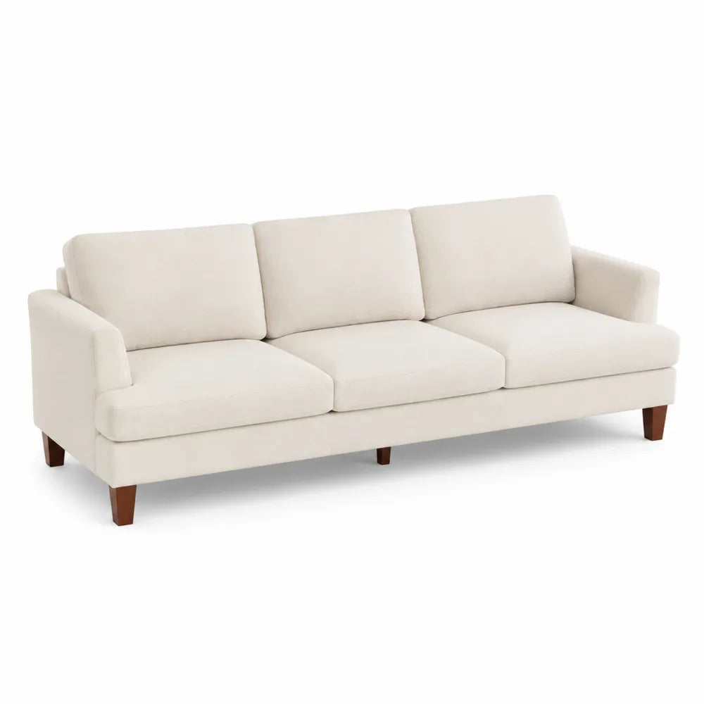 3-Sitzer Sofa Baumwollmischung Beige Massivholzbeine