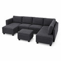 Ecksofa Set aus Cord in Anthrazit mit Ottomane