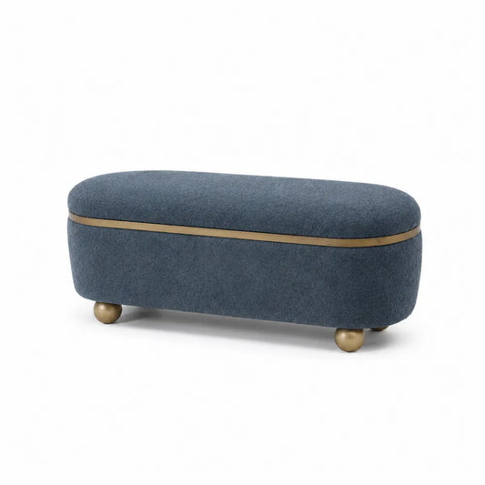 Sitzbank Oval Blau Stoff mit