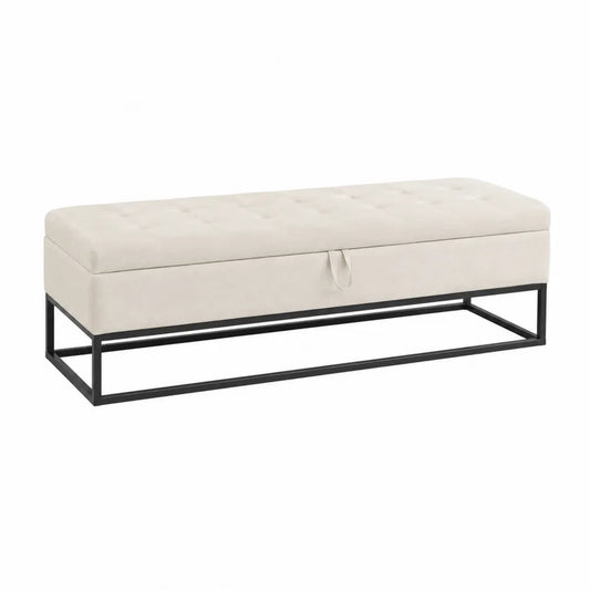Sitzbank mit Stauraum Creme Polyester