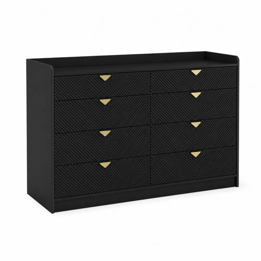 Schwarze Holzfurnierkommode mit 10