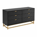 Schwarze Kommode aus MDF mit Stahlgestell und 6