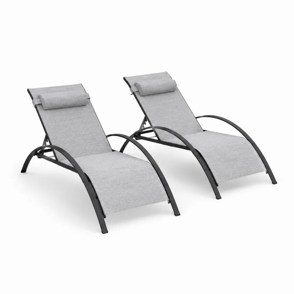 2er Set Gartenliege mit Stahlrahmen und Textilene Bezug