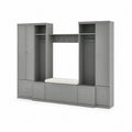 Garderobenwand aus Holzwerkstoff in Grau mit Sitzbank und